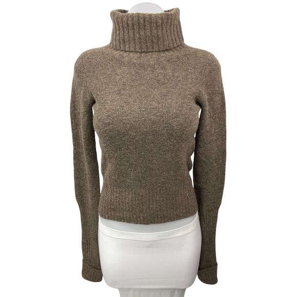 All Saints Alpha Roll Neck Brown Wool Turtleneck Pullover Sweater Top Size S - Picture 1 of 5